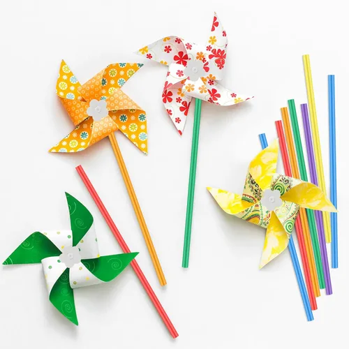 Miniatura 6 de Poen 24 piezas de molinetes de papel para manualidades, color a granel, tus propios molinetes blancos, actividades de verano, artes, manualidades