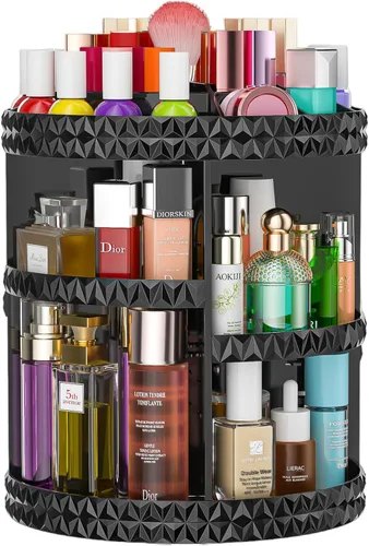 Organizador de maquillaje giratorio 360, organizador de cosméticos ajustable para bricolaje [producto patentado], organizador de maquillaje acrílico
