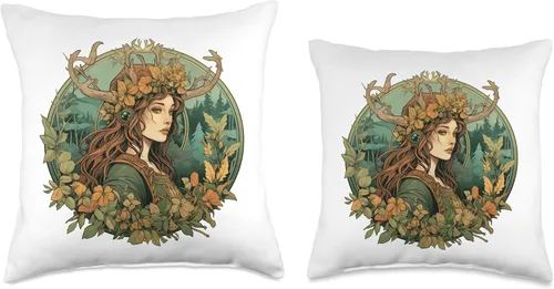 Miniatura 3 de UNREAL WORKSHOPS Art Nouveau - Almohada de juego de rol, druida, aventurera, vagabundo, naturaleza, 18 x 18 pulgadas, multicolor