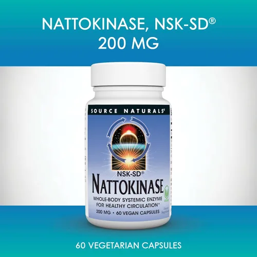 Miniatura 5 de Source Naturals NSK-SD, Nattoquinasa, Apto para vegetarianos, Enzima sistémica de todo el cuerpo para una circulación saludable*, 200 mg - 60