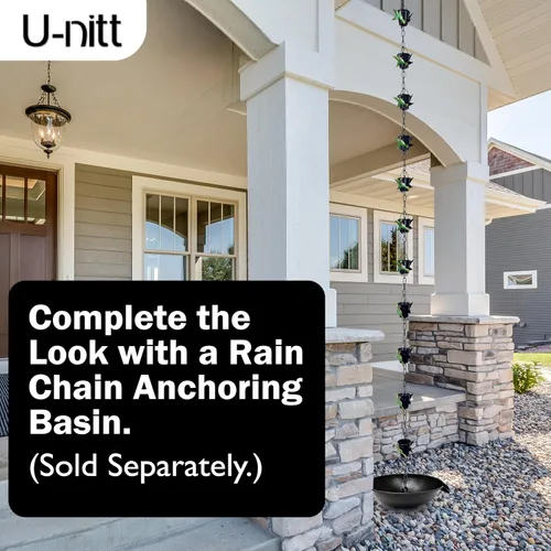 Miniatura 4 de U-nitt Cadena de lluvia para recolección de agua para canalones, recolector de agua de lluvia y desviador, cadenas de 8.5 pies para jardín exterior
