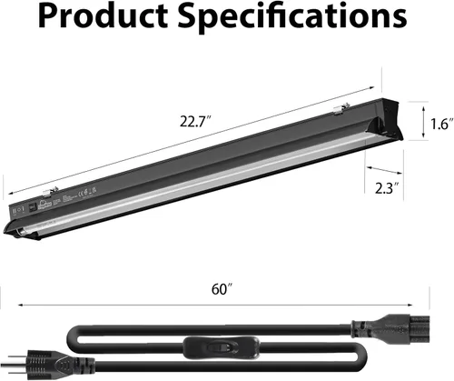 Miniatura 3 de T5 HO 10.0 - Luz UVB para reptiles, kit combinado de lámpara de 24 W con salida UVB conmutable 5.0 y 10.0, tubo fluorescente de 22 pulgadas, luz