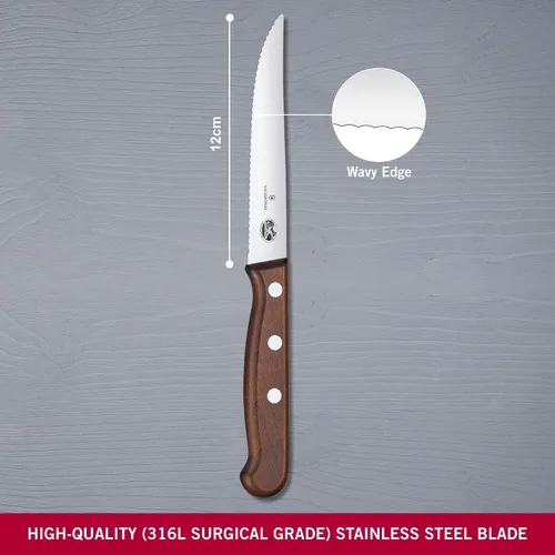 Miniatura 2 de Victorinox Juego de cuchillos de madera de 2 piezas de 4.75 pulgadas, hoja de punta de lanza dentada, asas de madera