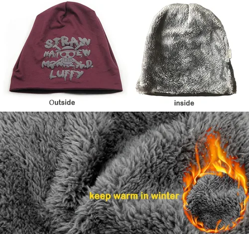 Miniatura 2 de MOMODEER Luffy Hats Anime Cap Slouchy Beanie Warm Thick Lined Hat Winter Unisex Beanie