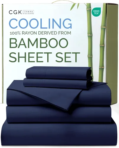 Miniatura 16 de Sábanas de bambú 100% rayón derivado de bambú, tamaño individual, sábanas refrescantes para individuales. Ropa de cama ultra suave, transpirable