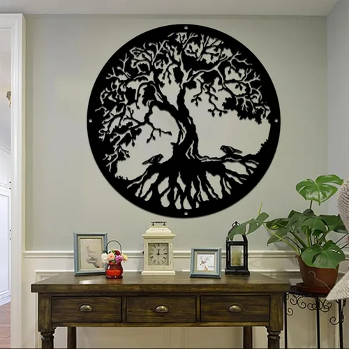 Miniatura 4 de Decoración de pared metálica de bienvenida con árbol de la vida 04, letrero de metal personalizado para montaje en pared, arte metálico, decoración