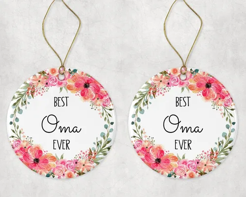 Miniatura 3 de Adorno de Navidad con la frase "Best Oma Ever", adorno de Navidad para Oma de hijo, hija, regalos de nana, adorno de Navidad de cerámica impreso