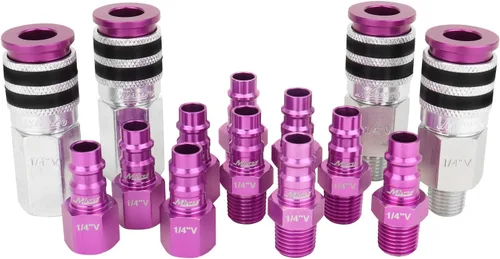 Miniatura 7 de Milton S-303VKIT HIGHFLOWPRO Kit Acoplador y Enchufe Estilo V 1/4 NPT Púrpura - 3 Piezas