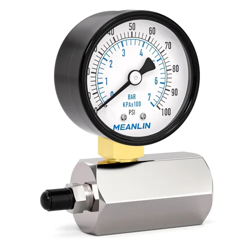 Miniatura 13 de MEANLIN MEASURE 0-60Psi 2" medidores de presión de prueba de aire graduados dobles de acero, conexión FNPT de 3/4", precisión de -3-2-3%
