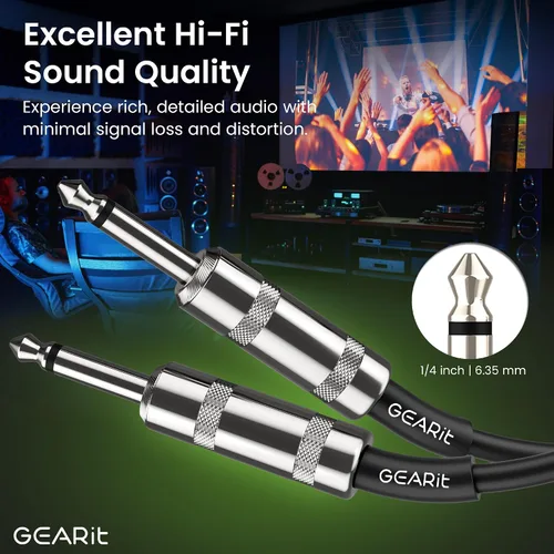 Miniatura 2 de GEARit Cable de altavoz profesional (6 pies), cobre puro 12 AWG, de 1/4 de pulgada a 1/4 de pulgada, TS recto macho a macho para amplificador