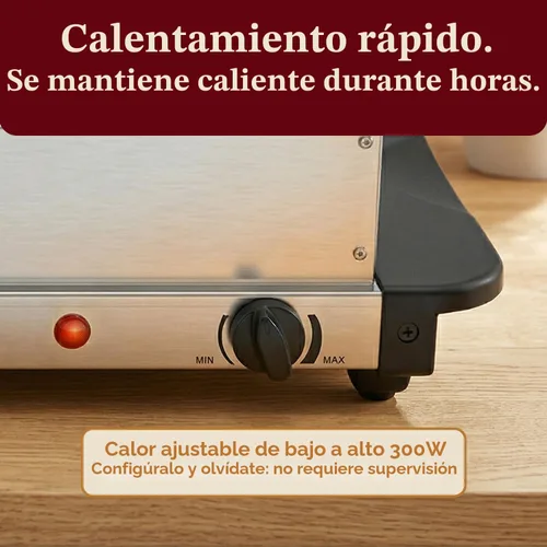 Miniatura 8 de Elite Gourmet EWM-6171 - Servidor de buffet con control de temperatura, calentador de alimentos, 3 bandejas triples de 2.5 cuartos de galón, tapas