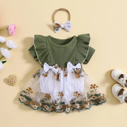 Miniatura 26 de Mubineo Ropa de verano para bebé niña, sin mangas, encaje floral, vestido de mameluco para recién nacido
