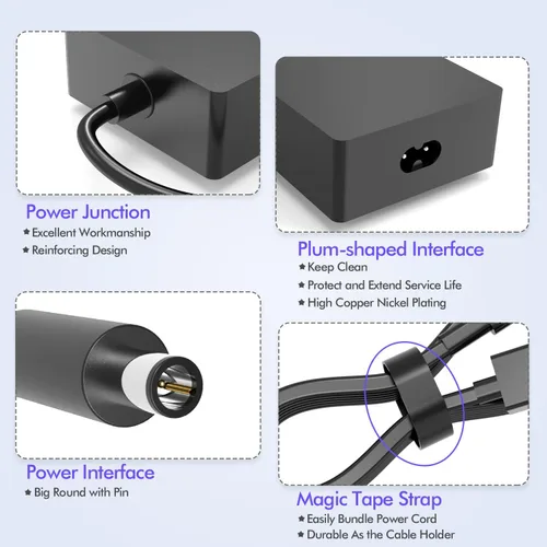 Miniatura 5 de 199W 15.35V 12.96A Cargador Adaptador de CA Compatible con Microsoft Surface Docking Station 2, Modelo 1931 1917 Microsoft Surface Dock 2 Cable