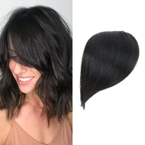 Miniatura 7 de Shinon Flequillo lateral grueso con clip, cabello humano real, flequillo, extensiones de flequillo barrido, extensiones de flequillo de aspecto