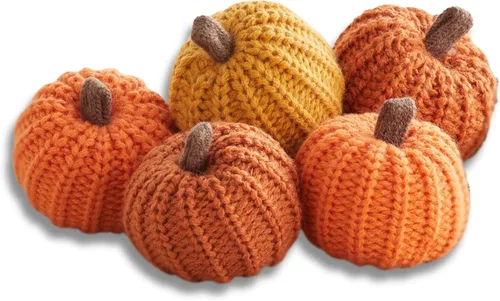 Miniatura 12 de Your Heart's Content Juego de 5 mini calabazas de punto, regalo pensativo, favorito de otoño, rellenos de cuencos de otoño, decoración de bandeja