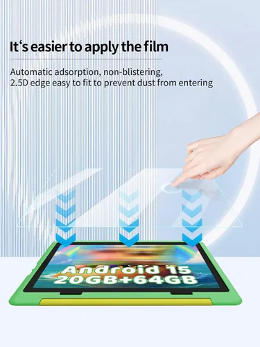 Miniatura 6 de Protector de pantalla para tablet Gleeso Android 15 de 10.1 pulgadas, antiarañazos, dureza 9H, sensible al tacto, bordes redondeados 2.5D, sin