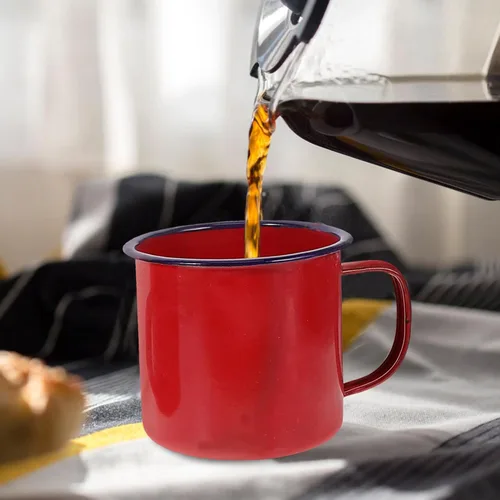 Miniatura 8 de Luxshiny 4 tazas esmaltadas vintage para camping, surtidas para oficina en casa y uso al aire libre y fácil de limpiar
