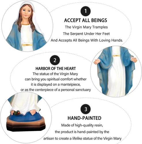 Miniatura 3 de Estatua generosa de la Virgen María, estatuas benditas de Nuestra Señora de Lourdes, figuritas de resina de la Virgen María de 8.5 pulgadas, regalos
