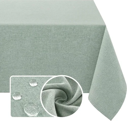 Miniatura 12 de H.VERSAILTEX Mantel de Lino Texturizado 60 x 84 pulgadas Impermeable Mantel Decorativo Antiderrames con Aspecto de Lino para Mesa de Fiesta Tela