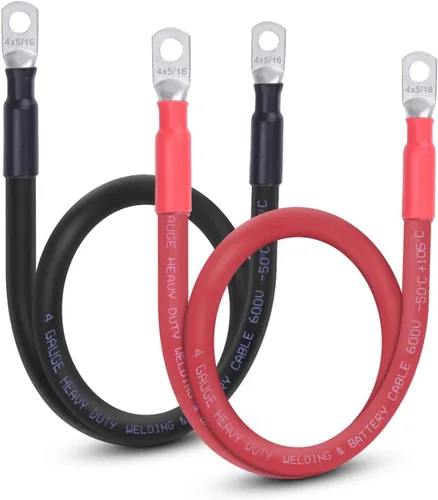 Miniatura 34 de Cable de batería flexible de 1/0 AWG con terminales de 3/8" - Alambre de cobre puro OFC para inversor y soldadura para automotriz, solar, RV
