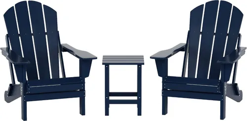 Miniatura 32 de WO Home Furniture - Juego de 3 sillas plegables para exteriores, mesa auxiliar, resistente a la intemperie y a los rayos UV, para césped, jardín