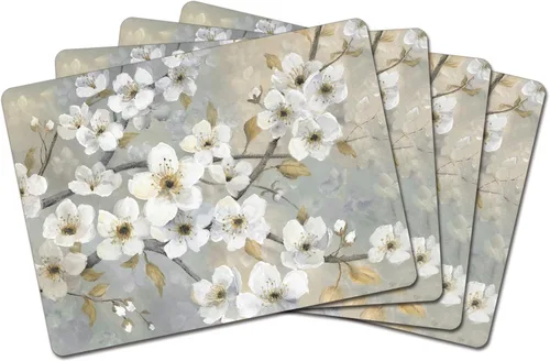 Miniatura 14 de Manteles Individuales Decorativos Premium de Tablero Duro para Mesa Jardín de Medianoche Negro y Blanco Paquete de 4 Fabricado en los Estados Unidos