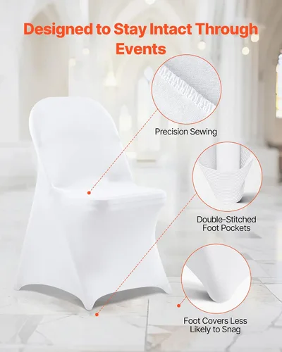 Miniatura 83 de VEVOR 150 fundas blancas para sillas de poliéster y elastano, fundas elásticas para bodas, fiestas, comedor, banquetes, sin pinzas, 150