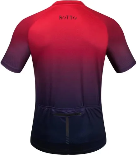 Miniatura 3 de ROTTO Camiseta de ciclismo de manga corta para hombre, color degradado, serie Pro con bolsillo trasero con cremallera, L