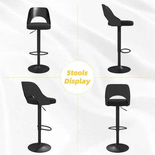 Miniatura 8 de civama Juego de 2 taburetes de bar para encimera de cocina, altura del asiento ajustable de 25 a 33 pulgadas, sillas de isla giratorias tapizadas