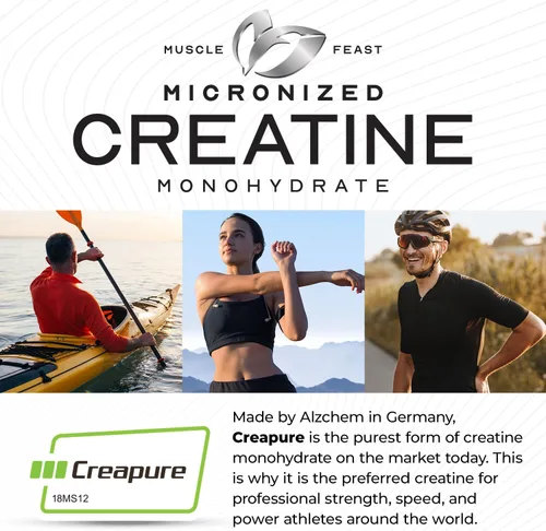 Miniatura 2 de Muscle Feast Creapure - Polvo de monohidrato de creatina micronizado Pre-entrenamiento o post-entrenamiento, premium Creatina para mujeres