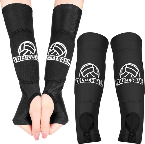Mangas de brazo de voleibol, mangas para antebrazo, pasando golpe con almohadillas de espuma de protección, agujero para el pulgar, protección de