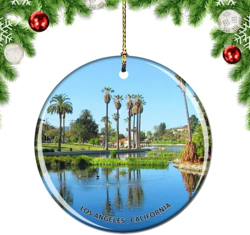 Miniatura 30 de California Los Ángeles Battleship Museum USA Christmas Tree Adorno Decoración Colgante Colgante Decoración City Travel Souvenir Collection Porcelana