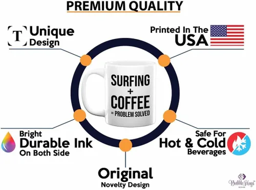 Miniatura 2 de Adventure - Taza de café de 11 onzas, color blanco, para surfear, tablas de surf, surf, playa, verano, playa, adolescente, amistad