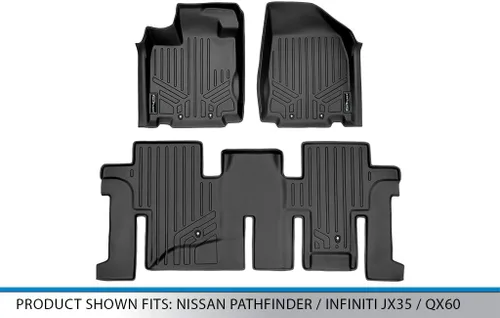 Miniatura 5 de SMARTLINER Juego de tapetes de piso de ajuste personalizado de 2 filas compatibles con Infiniti JX35 2013-2013