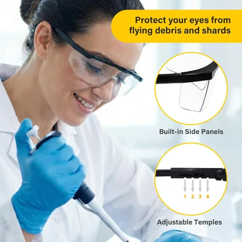 Miniatura 4 de Paquete de 12 lentes de seguridad a granel antivaho y ajustables, protección UV, lentes de policarbonato resistentes a los arañazos, con ANSI Z87.1