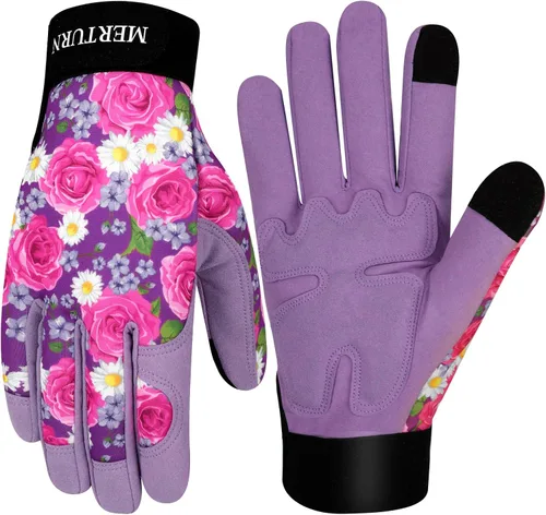 Miniatura 8 de Guantes de jardinería para mujer, de cuero resistente, a prueba de espinas, guantes de trabajo para mujer