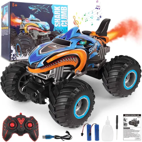 1:16 Coche de Control Remoto, Camión Monstruo de Control Remoto Todo Terreno 2.4 GHz, Camión RC con 2 Baterías Recargables para 80 Minutos de Juego,