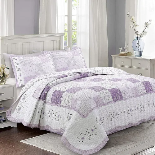 Miniatura 17 de Cozy Line Home Fashions - Juego de ropa de cama reversible de 100% algodón con diseño de patchwork real, estilo cottage francés, floral, colcha