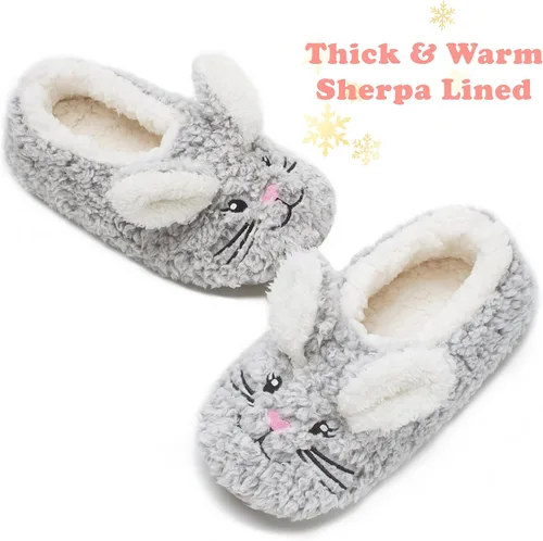 Miniatura 3 de cosyone1997 Lindas pantuflas de animales para niños, niñas y mujeres, calcetines de casa mullidos con suela antideslizante suave, regalos únicos