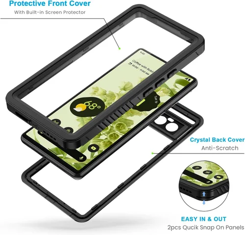 Miniatura 4 de Lanhiem Funda para Google Pixel 6, impermeable IP68 a prueba de polvo con protector de pantalla integrado, funda protectora de cuerpo completo