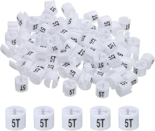 MECCANIXITY Marcador para colgar ropa (5T, blanco), marcadores de colores para ropa, codificación de colores, paquete de 100