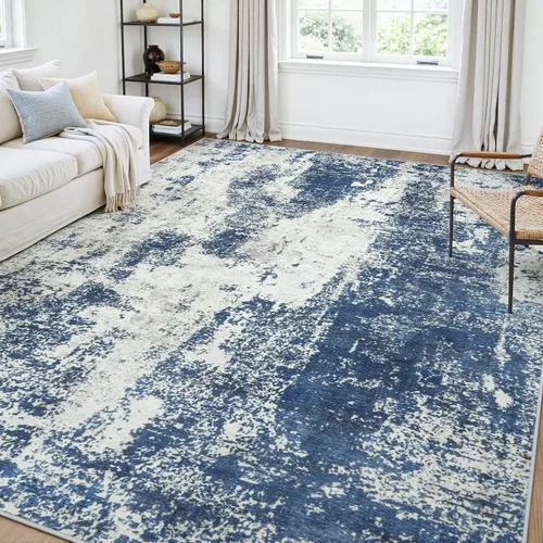 Miniatura 22 de Alfombras 5x7 para sala de estar: gran alfombra suave lavable, moderna, abstracta, antideslizante, sin desprendimiento, para interiores, delgada