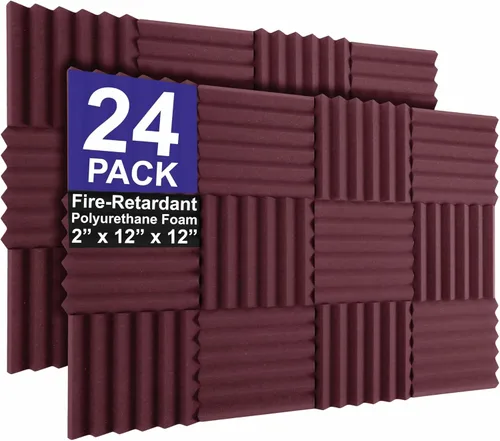 Miniatura 17 de Foam Factory Inc Paquete de 24 Paneles de Espuma Acústica de Color para Estudio Insonorización Azulejos de Pared en Forma de Cuña 12" X 12" X 2