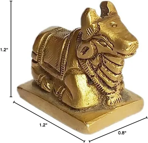 Miniatura 3 de PARIJAT HANDICRAFT Ídolo de vaca Nandi de latón Shiv Parvati vahan, toro, estatua en relieve para vastu, hogar, decoración del templo (1.2 pulgadas)