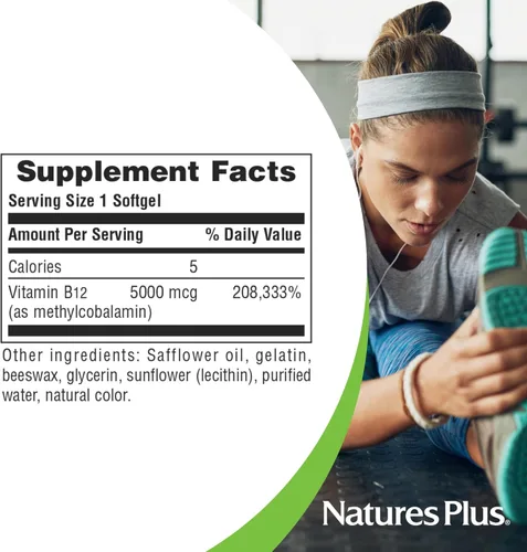 Miniatura 5 de NaturesPlus Shot-O-B12 - 30 cápsulas blandas - 5000 mcg - Apoya la energía y la salud inmunológica - Sin gluten - 30 porciones