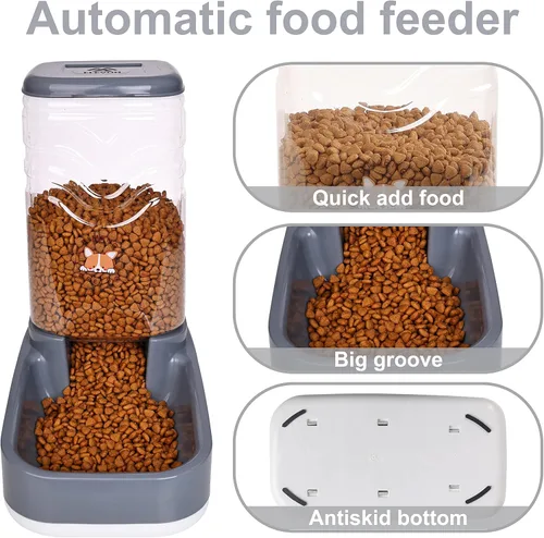 Miniatura 3 de Elevon Comedero Automático para Gatos, Juego de Cuenco Dispensador de Comida y Agua por Gravedad para Perros Pequeños y Medianos, Comedero