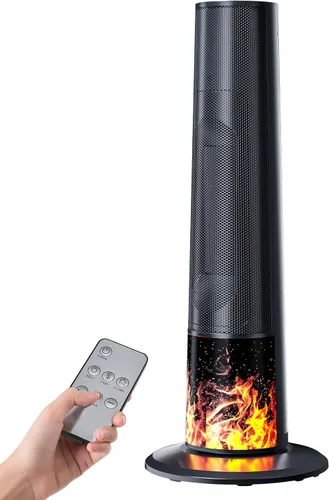 Calentador de espacio eléctrico, calentadores de cerámica PTC de 1500 W para interiores con control remoto, oscilación de 70°, temporizador de 1 a