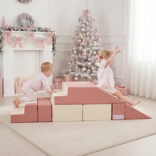 Miniatura 4 de Bloques de escalada de espuma para niños pequeños Sofá modular para niños con 2 otomanas en interiores, juego plegable suave para gatear