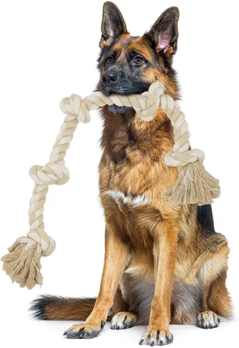 Bmag Juguetes de cuerda para perros para masticadores agresivos, juguetes interactivos y resistentes para perros medianos y grandes, juguete de Beige