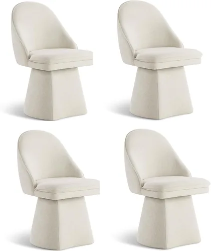 Miniatura 27 de KISLOT Juego de 4 sillas de comedor giratorias, tapizadas de mediados de siglo con respaldo alto, sillas de cocina de tela de lino para comedor, Una